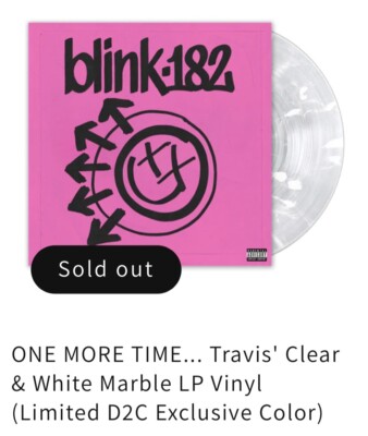 Blink 182  One More Time color vinyl Travis Barker Clear White record Sealed New