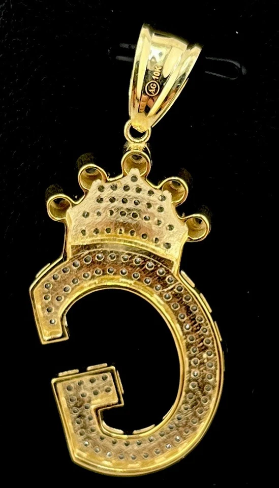 Colgante Corona Oro Amarillo 10K 0.96g Letra Inicial “G” con Piedras Circonita Clásica!!! Foto 2 de 4