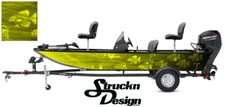 Crappie Fish Fishing Boat Bass Yellow Decal Black Vinyl Wrap Skeletons Graphic