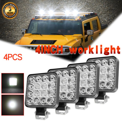 4PCS Square LED Work Light Pods SPOT Lights For Truck Off Road Tractor 12V Fog - Afbeelding 1 van 9