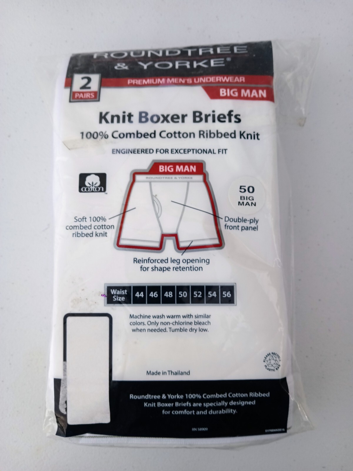 Roundtree Yorke 2 Pack Knit Boxer Briefs Cotton Big Man Size 50 eBay