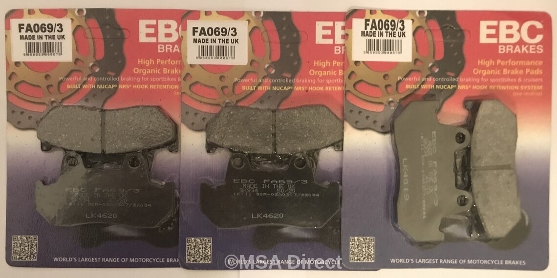 EBC Organic FRONT and REAR Brake Pads Fits HONDA GL1200 GOLDWING (1984 to 1988)