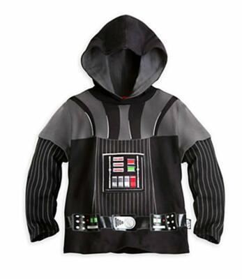 Disney Store Darth Vader Hooded Tee Costume Shirt Black Gray Grey Hoodie  NEW