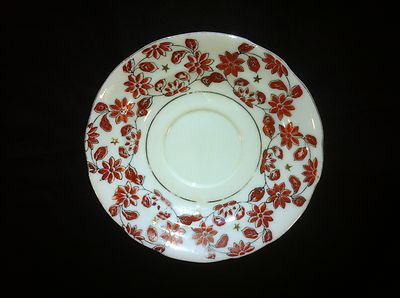 Hadson brand China Saucer, Occupied Japan Red flower pattern with silver gold
