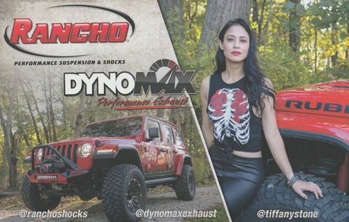 2018 TIFFANY STONE RANCHO DYNOMAX Jeep Rubicon Grid Girl SEMA Show info card - 第 1/1 張圖片