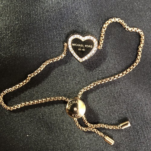 Michael Kors Heritage Pave Logo Heart Slide Bracelet
