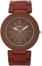 NEW LUXURY GENEVA MATTE FINISH RED,BURGUNDY ROUND DIAL WATCH