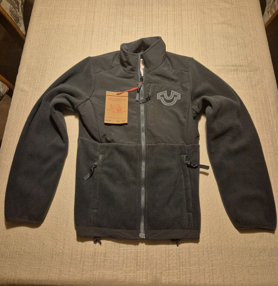 New True Religion Men Size XS Grey Fleece NWT Jacket Jimmy Big QT 