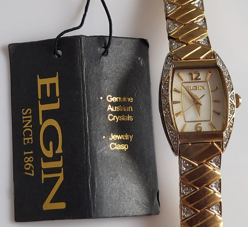 Orologio Donna Vintage Elgin EG571 Tono Oro, Cristalli Austriaci, Fibbia Gioielli - Foto 6 di 7