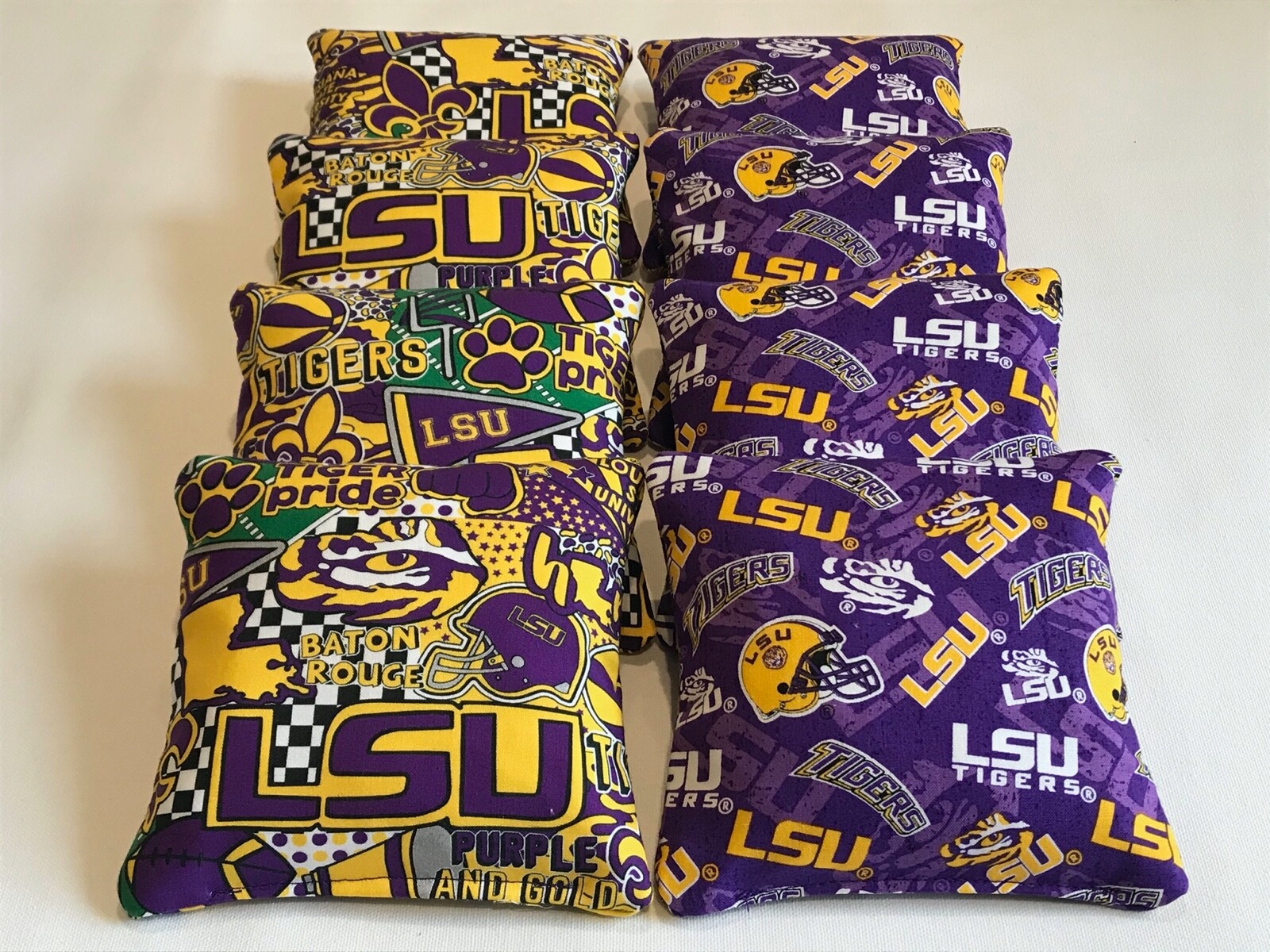 LOUISIANA STATE U BEAN BAG TOSS GAME CORNHOLE BAGS LSU TIGERS 8 CORN