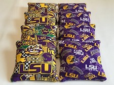 LOUISIANA STATE U BEAN BAG TOSS GAME CORNHOLE BAGS LSU TIGERS 8 CORN HOLE BAGS