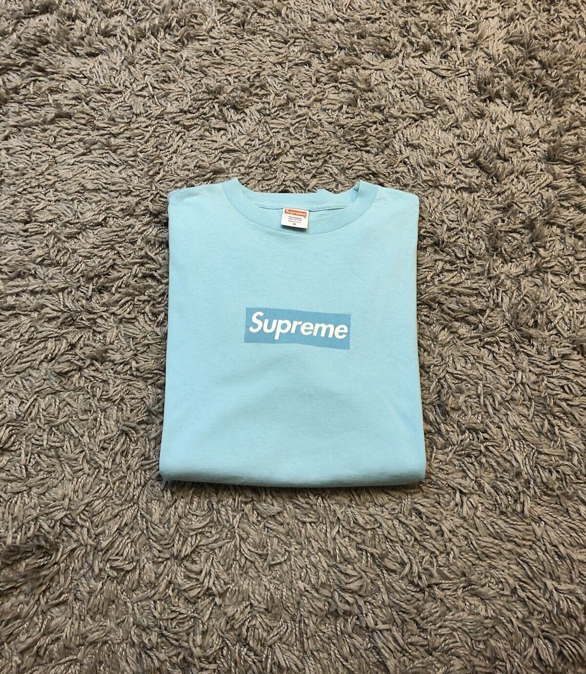 Supreme 2003 Sky Blue Tonal Box Logo Graphic T Shirt Size Medium USA Made  RARE