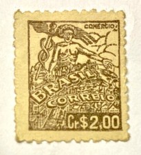 Francobollo Brasile 1946 Valore 2 Cruzeiros MNH (Raro francobollo di correo commerciale)