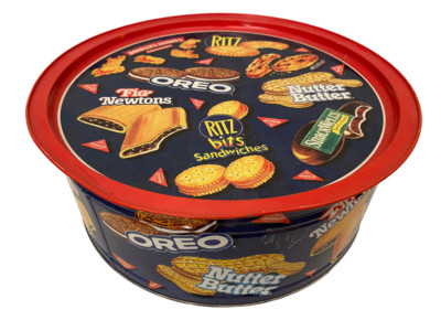 Nabisco 8 Assorted Cracker & Cookie Large Round Collector's Tin Vintage 1995