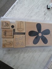 Lot of 7 Rubber Stamps, Assorted Sizes, Wood Mount, Stampin' Up, GUC