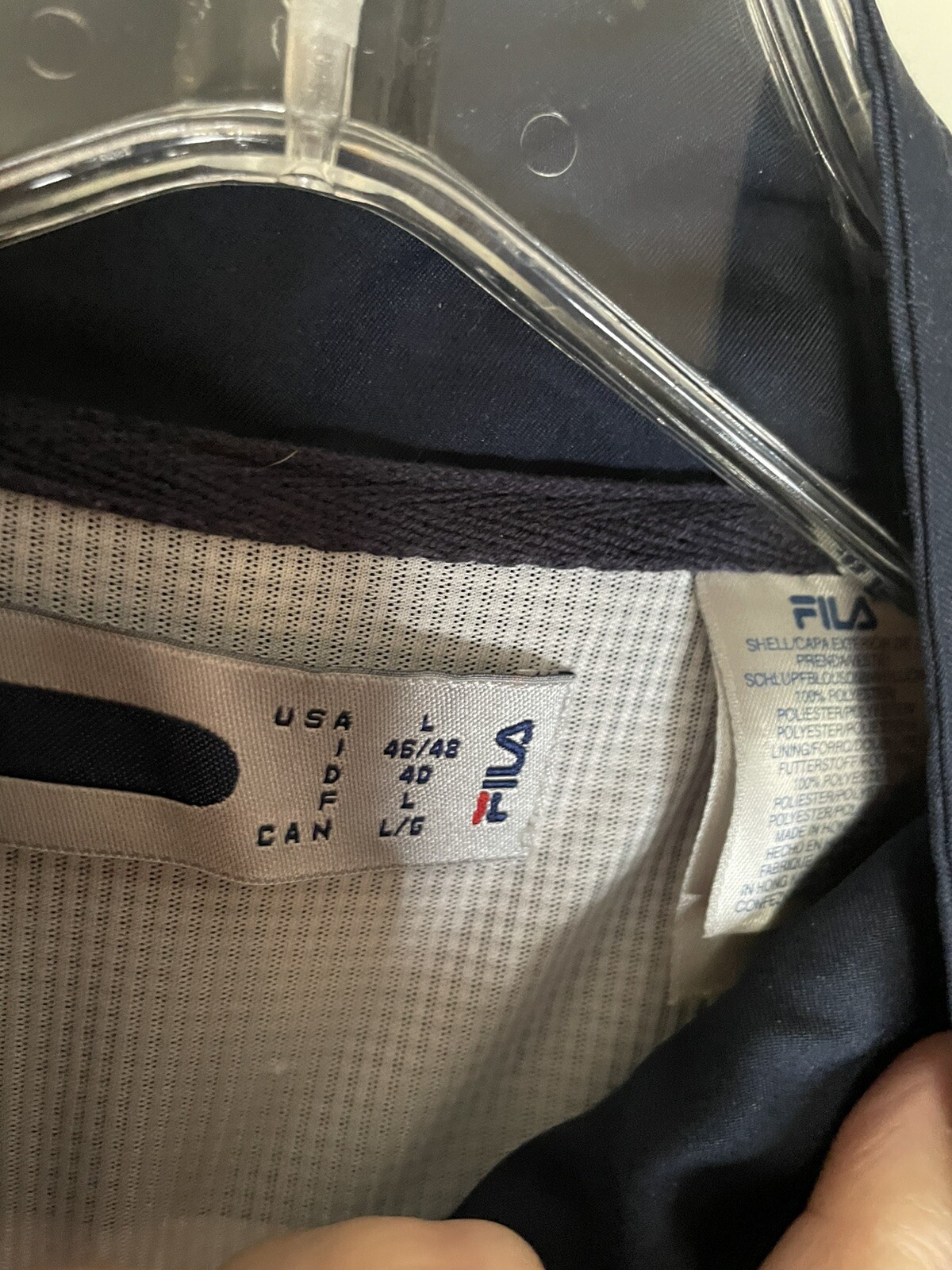 Giacca Athleisure Fila L 46 48 Blu Navy Tasche Tasche Athleisure Collare Allenamento Comfort