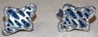 Coro Brutalist Styled Silver Blue Enamel Clip On MCM Earrings Signed — photo 1