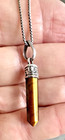 Vtg TIGER EYE CRYSTAL PENDANT in Artisan Sterling Silver + 17" STERLING CHAIN — photo 2