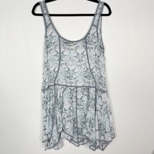Free People Small S Blue Paint Me Royalty Slip Dress Tunic Scoop Neck Intimately