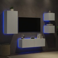 Tv-Wohnwand 4-Teilig Mit Led-Beleuchtung Weiß