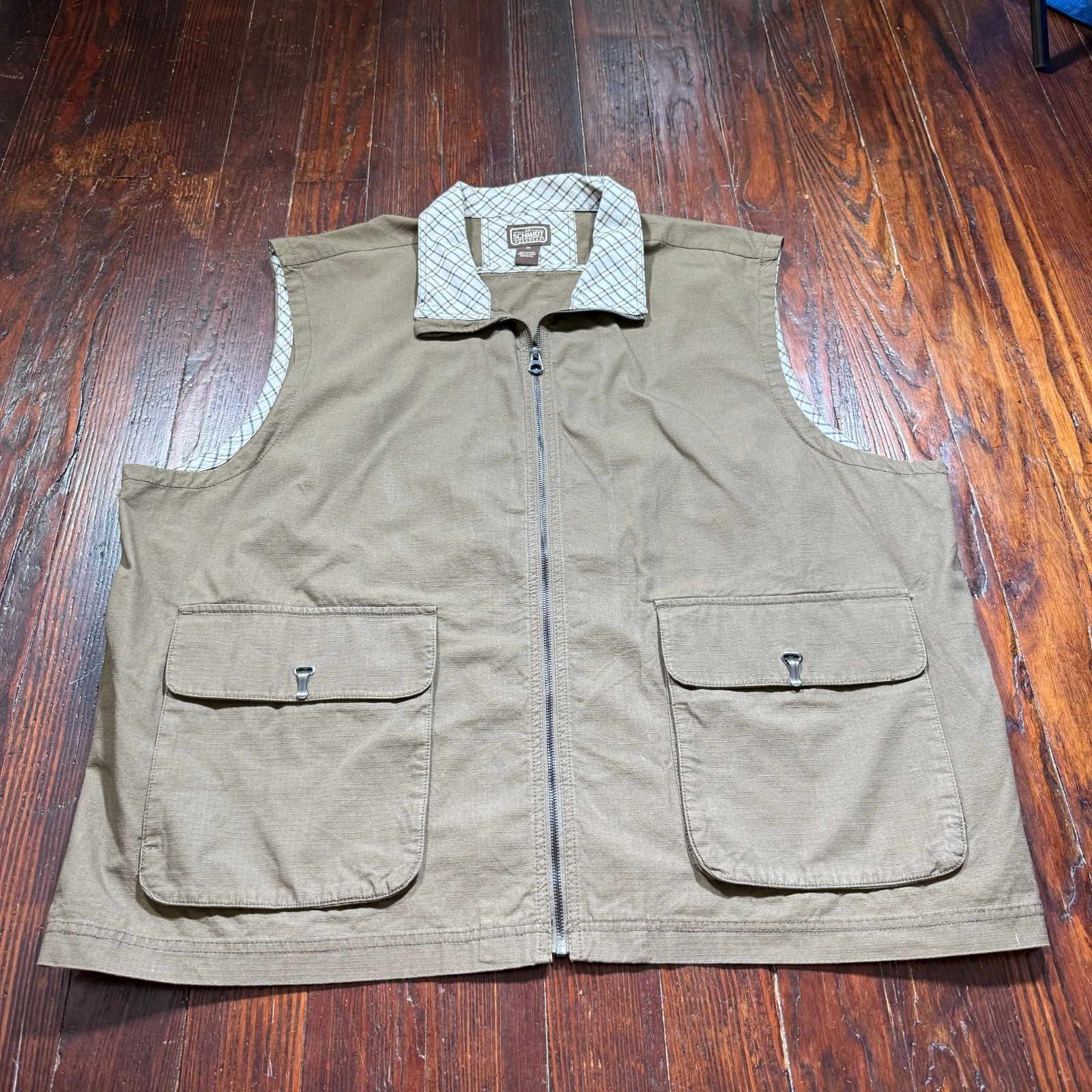CE Schmidt Vest Mens 3XL Brown Ripstop Canvas Full Zip Utility Barn Chore