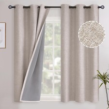 YoungsTex Short Linen Blackout Curtains 45 Inch for Bedroom, Full Room Darkening