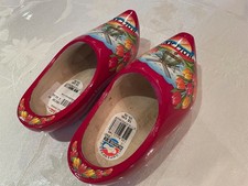 Dutch Wooden Clogs Shoes Holland Souvenir Windmill Tulips Red 16cm 25-26