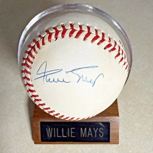 Willie Mays Signed Baseball in Display Case - w/COA