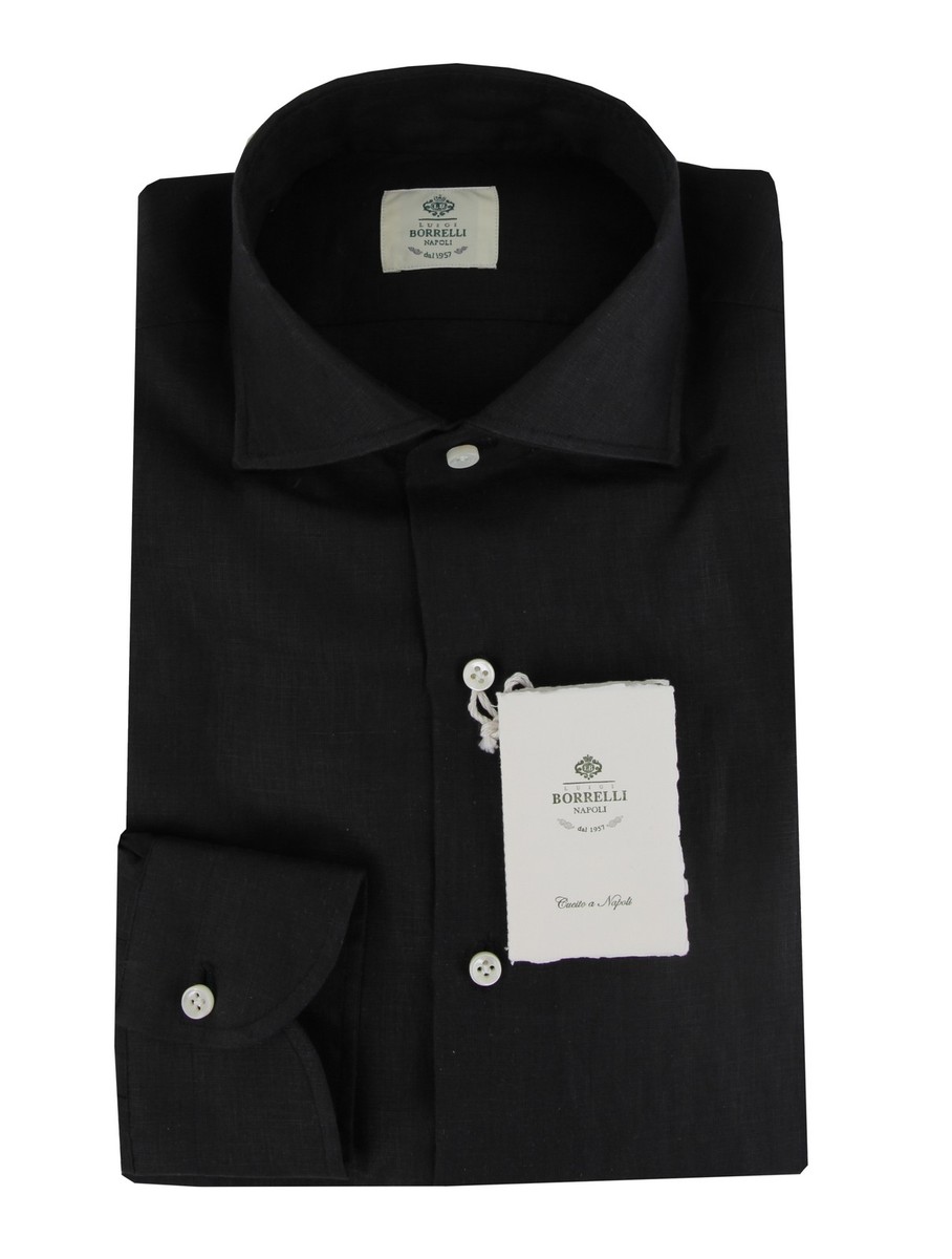 knee length dresses for ladies The Mykonos - Black Linen Camp Collar Shirt