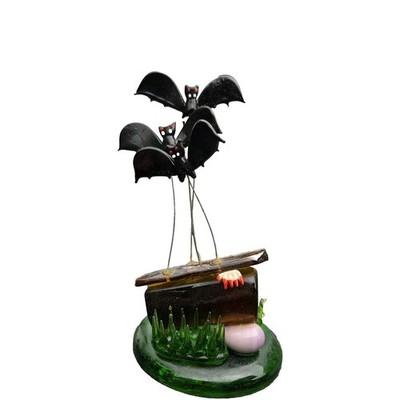 Dept 56 Halloween Illuminations Glass Figure Candle Topper Coffin Bats Vampire