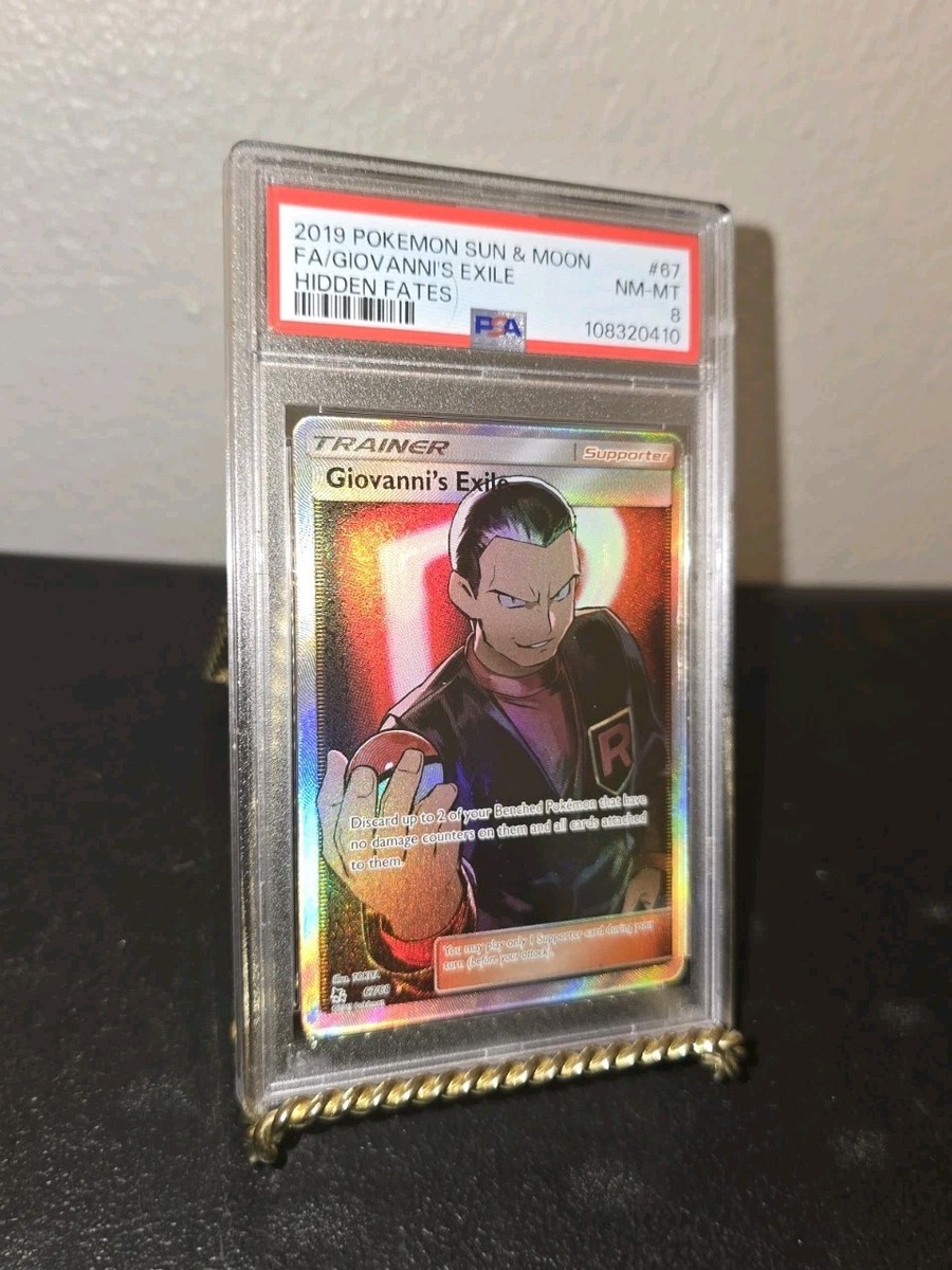 Giovanni's Exile 67/68 PSA 8 Nm Hidden Fates Full Art Pokemon Card