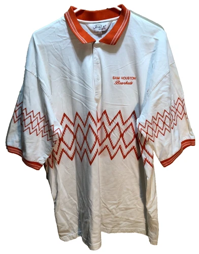 Sam Houston Bearcats Football NCAA Vintage 90s Orange Tonix White Polo Shirt 3XL