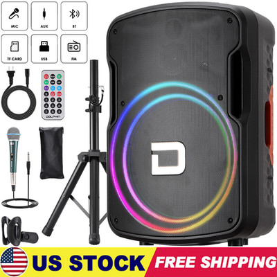 Portable 15'' Wireless Bluetooth Party Speaker FM Radio AUX TWS with Mic & Stand