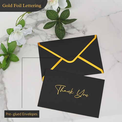 All-Occasion Black Thank You Cards with Envelopes - 20 Elegant Notes, 4x6 - Picture 3 of 28