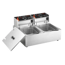 25Qt Commercial Electric Deep Fryer Countertop Fryer 3000W Dual Tank