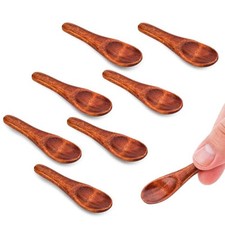 8pcs Small Wooden Spoons, 2.36in Mini Condiment Spoons Wooden Teaspoons Tiny