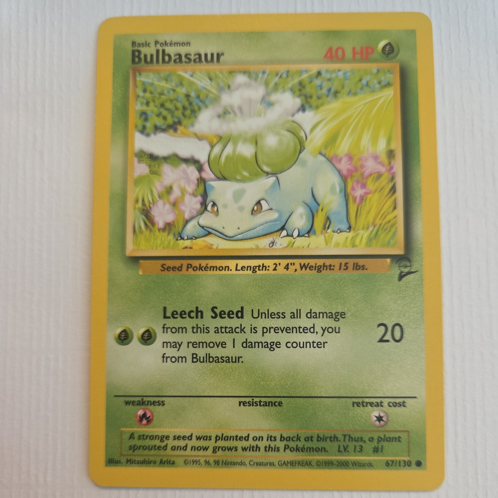 Bulbasaur Pokemon 2000 Base Set 2 WOTC 67/130 Vintage LP