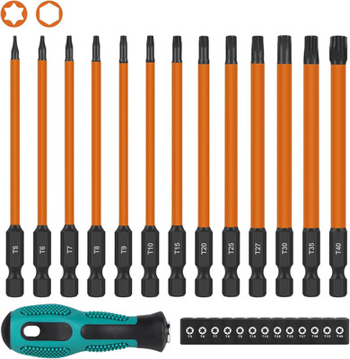 13 Stück 100mm 1/4'' Torx Lang Schraubendreher Bit Set, T5 T6 T7 T8 T9 T10 T15 T2