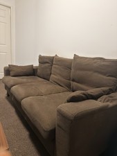 Brown Fabric Sofa / Lounge Chair – Deep Cushioned & Comfortable 3 Seater