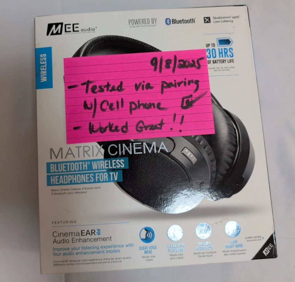 MEE Audio Matrix Cinema Low Latency Bluetooth Headphones BT Transmitter msrp 100 - Image 2 of 4
