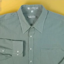 Geoffrey Beene Wrinkle Free Button-Up Long Sleeve Shirt Green Size 17.5-32/33