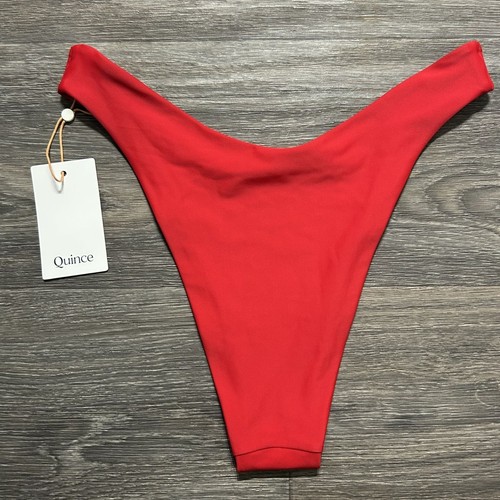 Neu mit Etikett Quince Medium italienisches Bikinioberteil V-Ausschnitt hoher Bund Unterteil rot Bademode - Bild 10 von 12