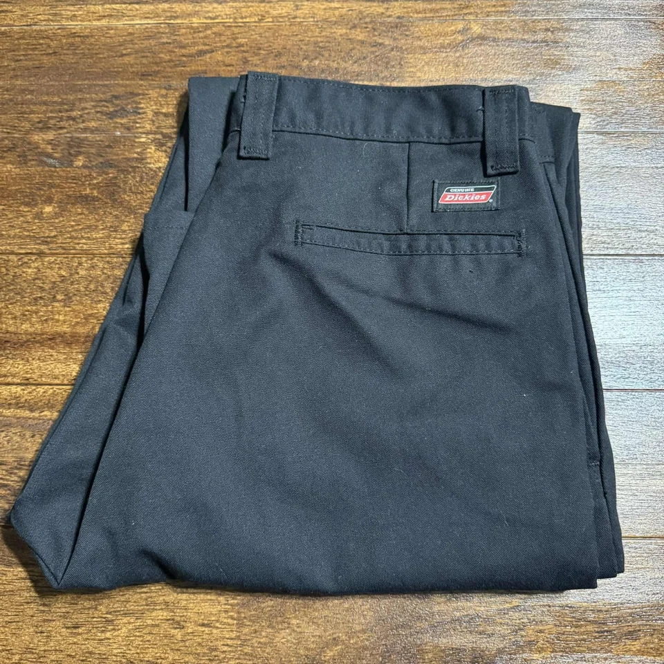 Pantalones chinos Dickies genuinos talla 34X34 negros calce regular pierna recta frente plano Foto 4 de 4