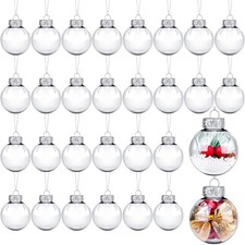 30 Pack Clear Plastic Christmas Ornaments Balls 2.36 Inch Fillable Ornament B...