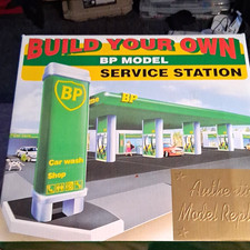 Kit de construction de station-service modèle BP, non assemblé, publicitaire, vert/jaune