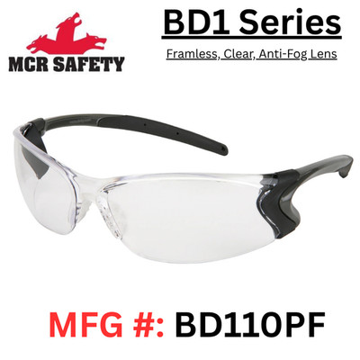 Clear Lens Safety Glasses w/ Anit-Fog lens - MCR BD110PF (Dielectric use)