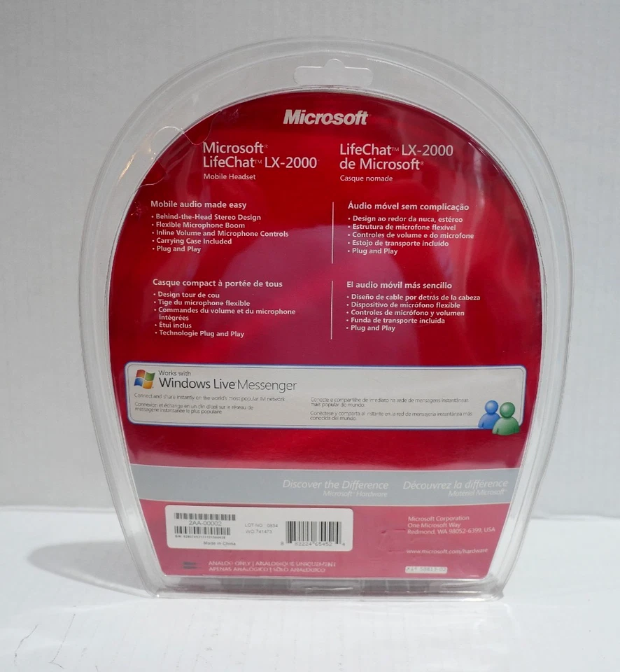 Microsoft LifeChat LX-2000 Mobile Headset Foldable Microphone PC/MAC NIB - Image 2 of 4