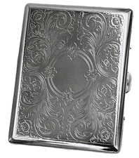 Retro Cigarette Case Victorian Style Metal Holder for Regular, King & Silver 