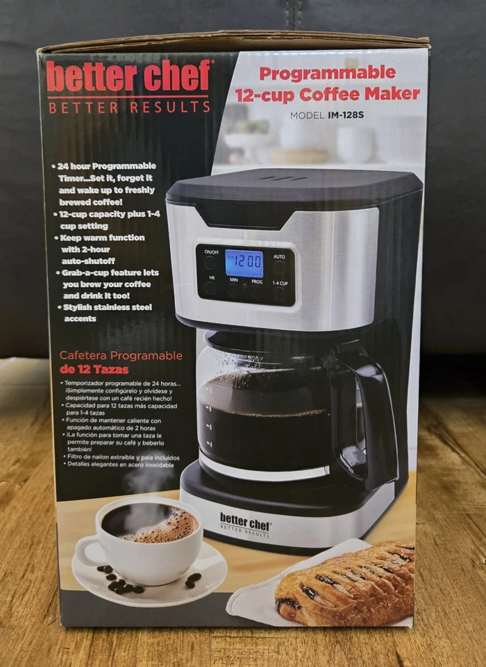 Better Chef 12-Cup Digital Coffee Maker Stainless Steel Programmable NEW/Sealed - Image 4 of 4