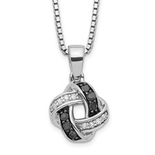 Sterling Silver Rhodium-plated Diamond Pendant Necklace 18" with 2 Inch Ext.